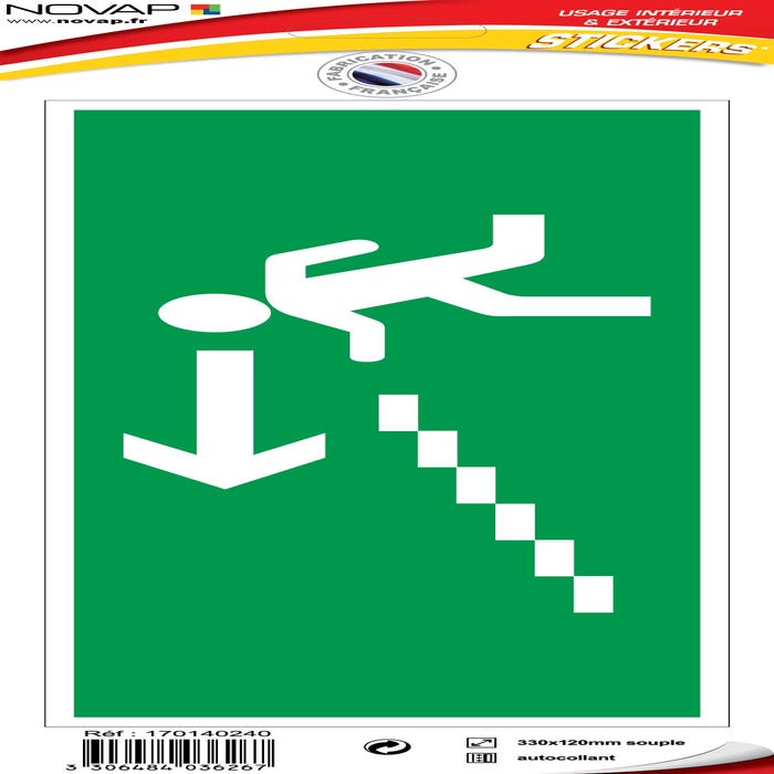 Panneau Escalier descente gauche - Vinyle adhésif 330x120mm - 4036267