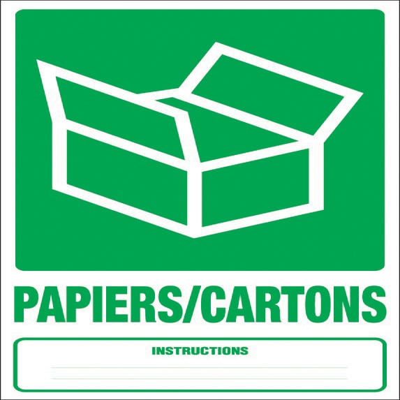 Panneau Dechets papiers / cartons - Rigide 330x200mm - 4000701