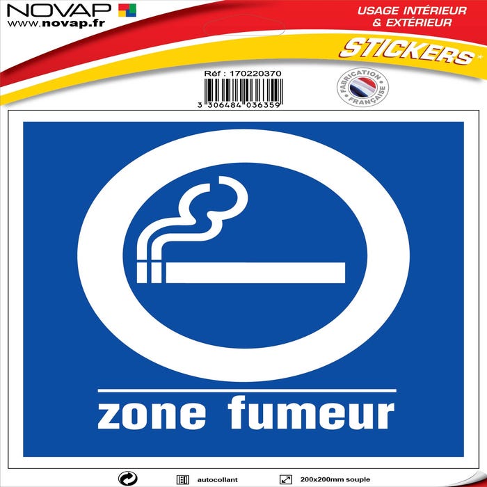 Panneau Zone fumeur - Vinyle adhésif 200x200mm - 4036359