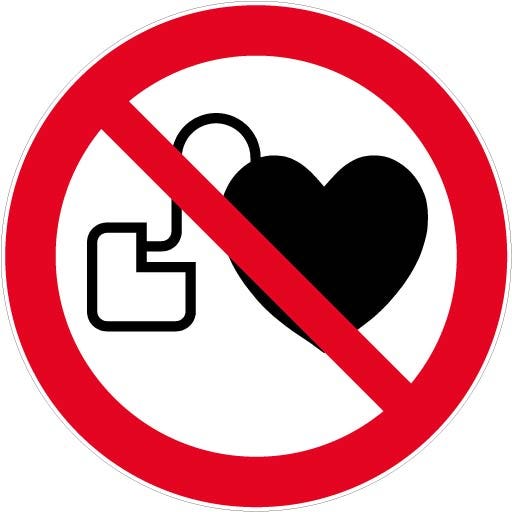 Panneau Interdit aux personnes sous stimulateur cardiaque - Rigide Ø180mm - 4041346