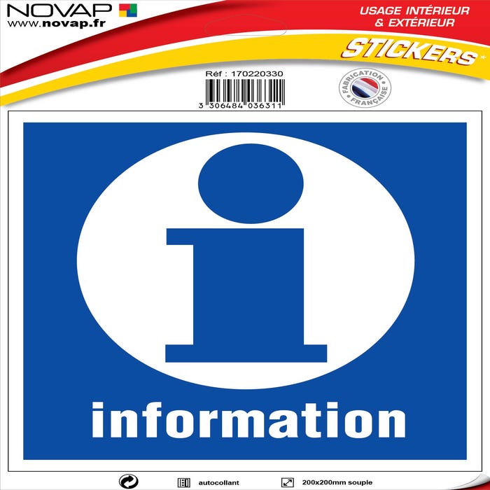 Panneau Information - Vinyle adhésif 200x200mm - 4036311