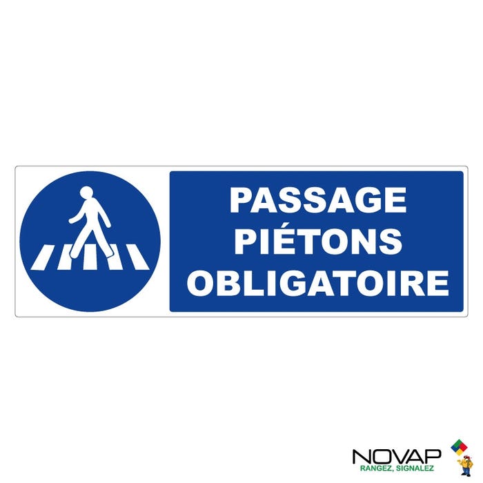 Panneau Passage piétons obligatoire - Rigide 450x150mm - 4061566