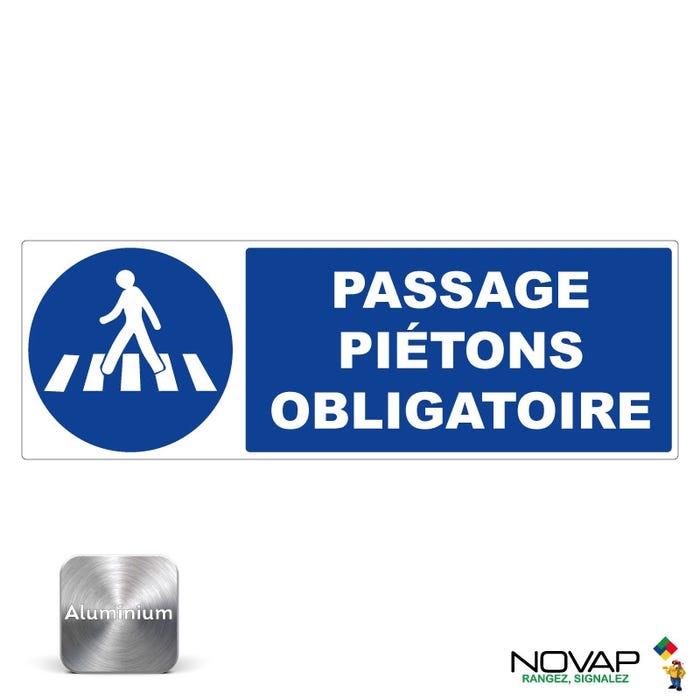 Panneau Passage Piétons obligatoire - Alu 450x150mm - 4012216