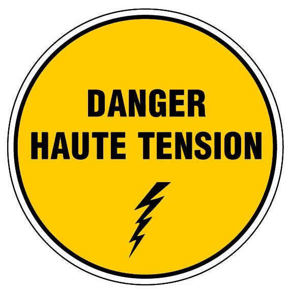 Panneau Danger haute tension - Rigide Ø450mm - 4081052