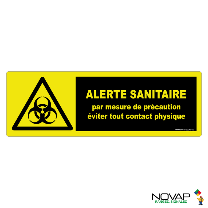Panneau Alerte sanitaire - Mesure de précaution - haute visibilité - 450x150mm - 4090733