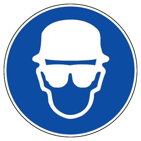 Panneau Obligation de porter un casque plus lunettes - Rigide Ø 180mm - 4041940