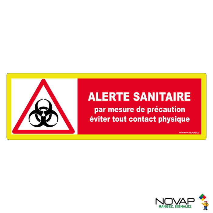Panneau Alerte sanitaire - Mesure de précaution - haute visibilité - 450x150mm - 4090764