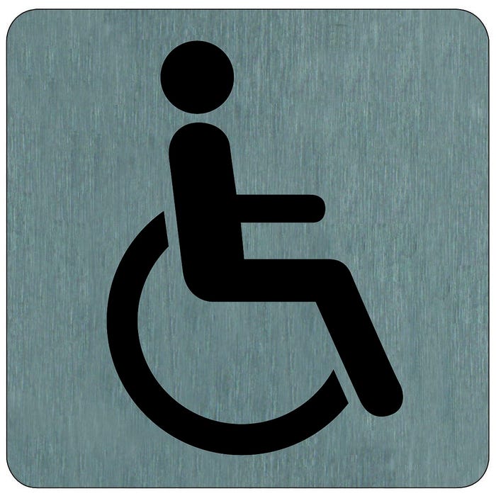 Plaque de porte Toilettes Handicapés - Aluminium brosse 100x100mm - 4384047