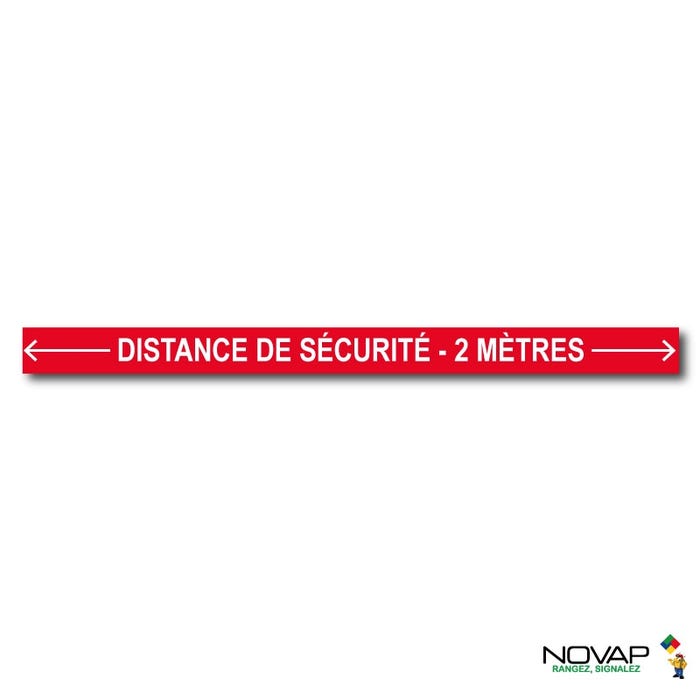 Bande Distance de sécurité - 2 mètres - Rouge - spécial sol - 1000x70 mm - 4008400
