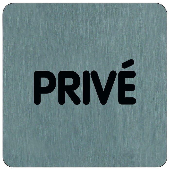Plaque de porte Privé - Aluminium brosse 100x100mm - 4384221
