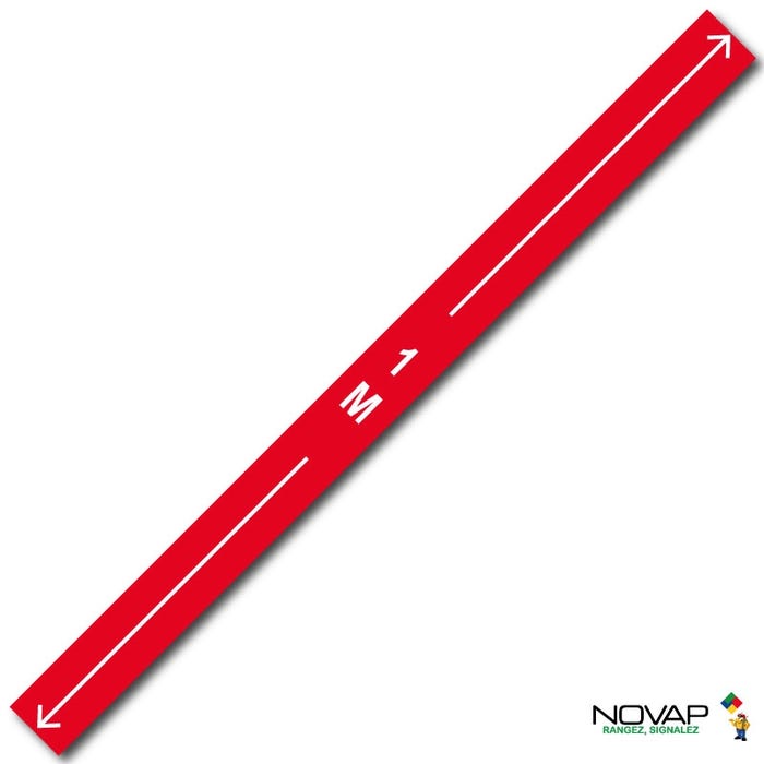 Bande 1m avec flèche - Rouge - spécial sol - 1000x70 mm - 4008141