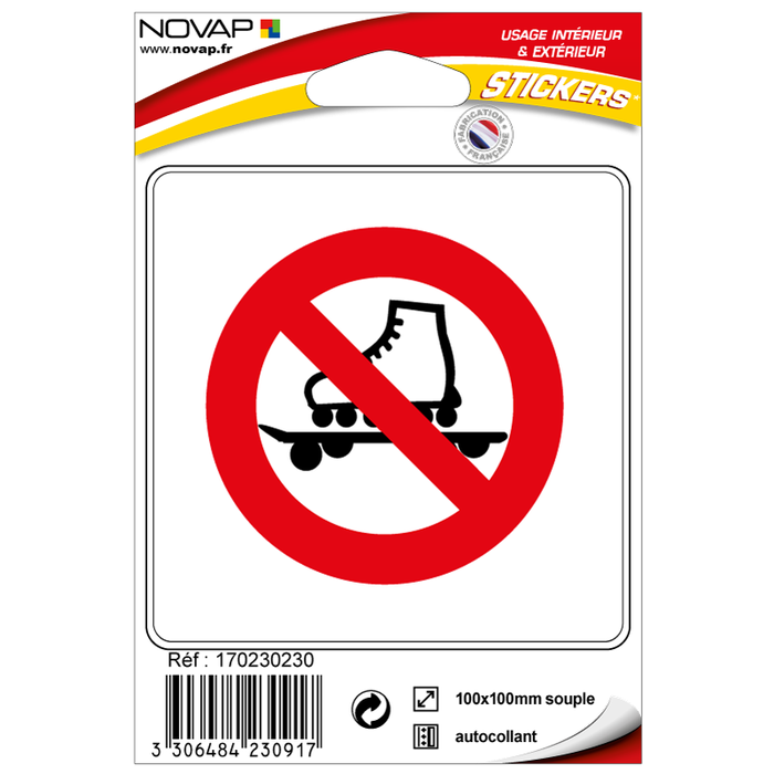 Stickers adhésif - Roller et skateboard interdit - 4230917