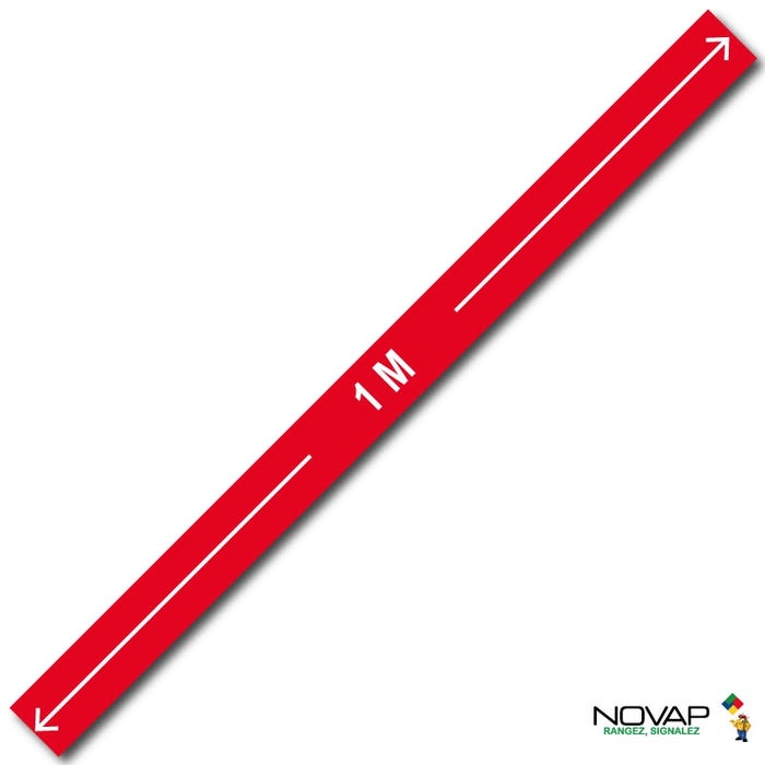 Bande 1m avec flèche - Rouge - spécial sol - 1000x70 mm - 4007991