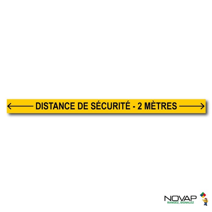 Bande Distance de sécurité - 2 mètres - Jaune - spécial sol - 1000x70 mm - 4008394