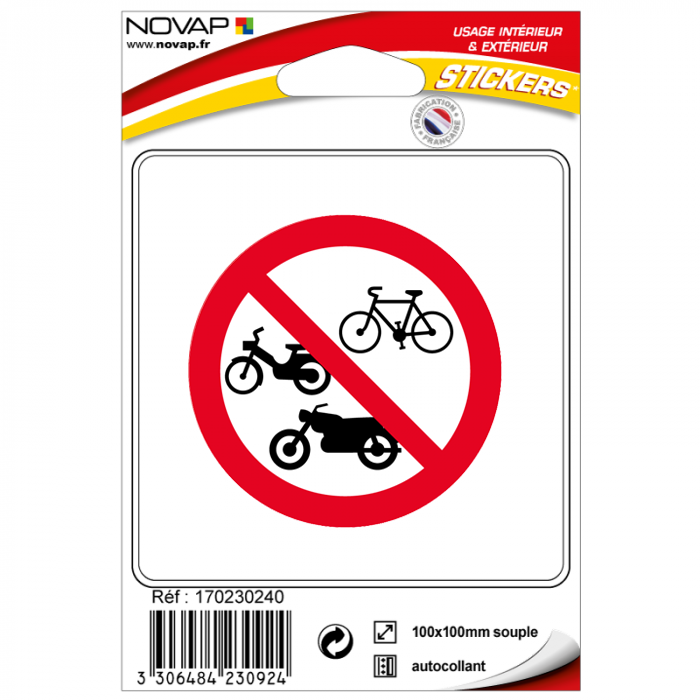 Stickers adhésif - Interdit aux 2 roues - 4230924