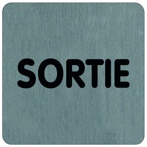 Plaque de porte Sortie (texte) - Aluminium brosse 100x100mm - 4384252