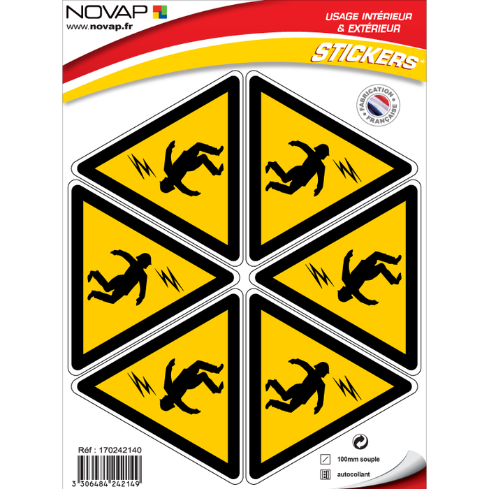 Planche 6 Stickers Triangle 100mm - Danger électrocution - 4242149