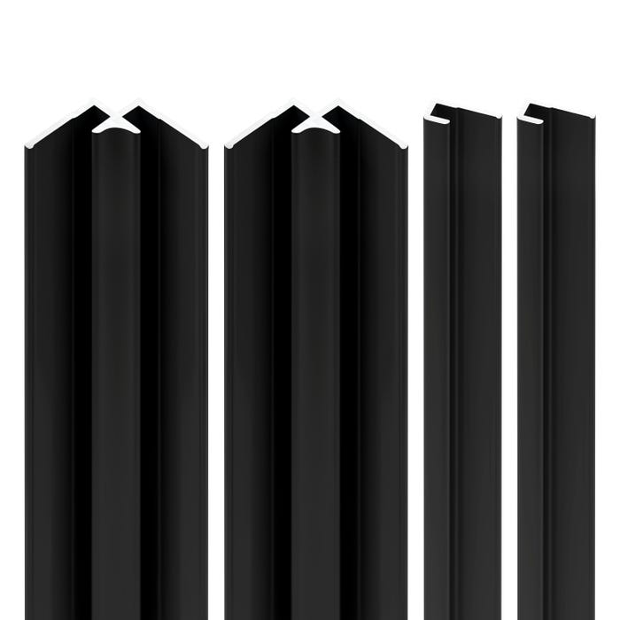 Schulte Pack de 2 profilés de finition + 2 Profilé d'angle pour panneaux muraux de douche, 210 cm, DécoDesign, Alu-argenté