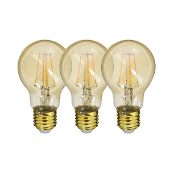 Xanlite - Lot de 3 Ampoules à filament LED A60, culot E27, 340 lumens, conso. 4W éq. 32W, Blanc chaud - PACK21RFDE400GA