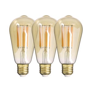 Xanlite - Lot de 3 Ampoules à filament LED ST64, culot E27, 340 lumens, conso. 4W éq. 32W, Blanc chaud - PACK21RFDE400STA