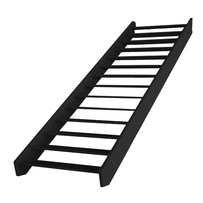 Escalier ouvert HandyStairs "Basica60B" - 60 cm - apprêt noir - marches de 40 mm d'épaisseur - 10 marches (220/166)