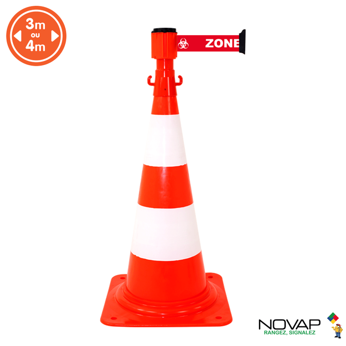 Kit cône avec dérouleur 50mmx3m Rouge Zone contaminée - 2830362