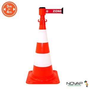 Kit cône avec dérouleur 50mmx4m Rouge Zone contaminée - 2830379