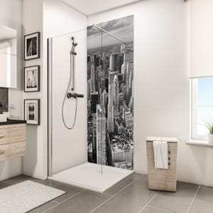 Schulte Panneau mural Manhattan (blanc/noir), revêtement pour douche et salle de bains, DécoDesign DÉCOR, 90 x 210 cm