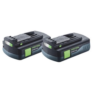 Batterie Festool 2x BP 18 Li 3,0 C batterie 18 V 3,0 Ah / 3000 mAh Li-Ion ( 2x 577658 ) avec indicateur de charge