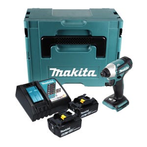 Makita DTD 155 RGJ clé à chocs sans fil 18 V 140 Nm 1/4'' sans balais + 2x batterie 6,0 Ah + chargeur + Makpac