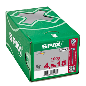 Vis Spax Tête ronde TR Pozi N°2 4.5X15 WIROX - 1000 pièces