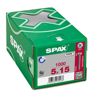 Vis Spax Tête ronde TR Pozi N°2 5X15 WIROX - 1000 pièces