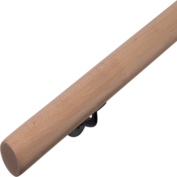 Rampe d'escalier en bois HandyStairs - Ø 45 mm - Hêtre jointé - laqué - Extrémités droites - 300 cm