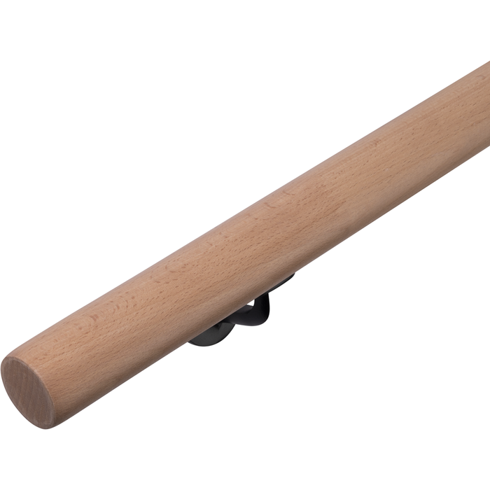 Rampe d'escalier en bois HandyStairs - Ø 45 mm - Hêtre jointé - laqué - Extrémités droites - 300 cm