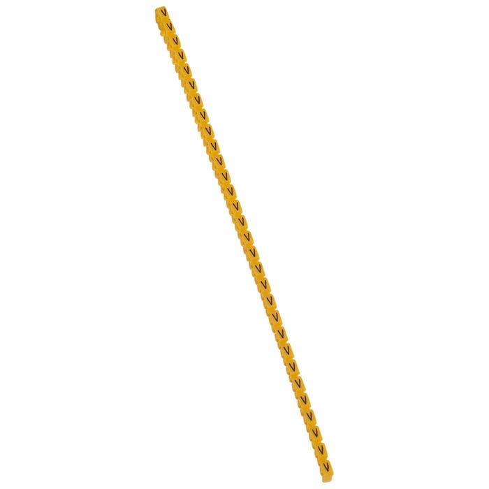 repère pour fil de 1.5 à 2.5 mm2 - lettre v - couleur jaune - legrand cab 3