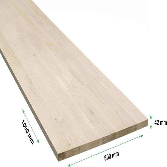Panneau de menuiserie HandyStairs - panneau de meuble en chêne massif - qualité A/B - 42 mm - 800 x 1000 mm