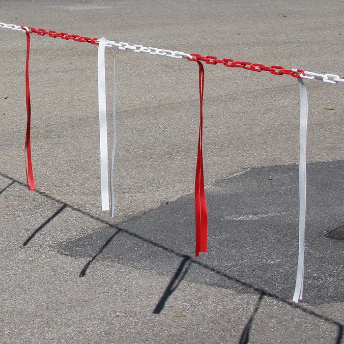 Barrière de chaîne 10m x Ø 8mm avec bandelettes doubles Rouge/Blanc - 1360693