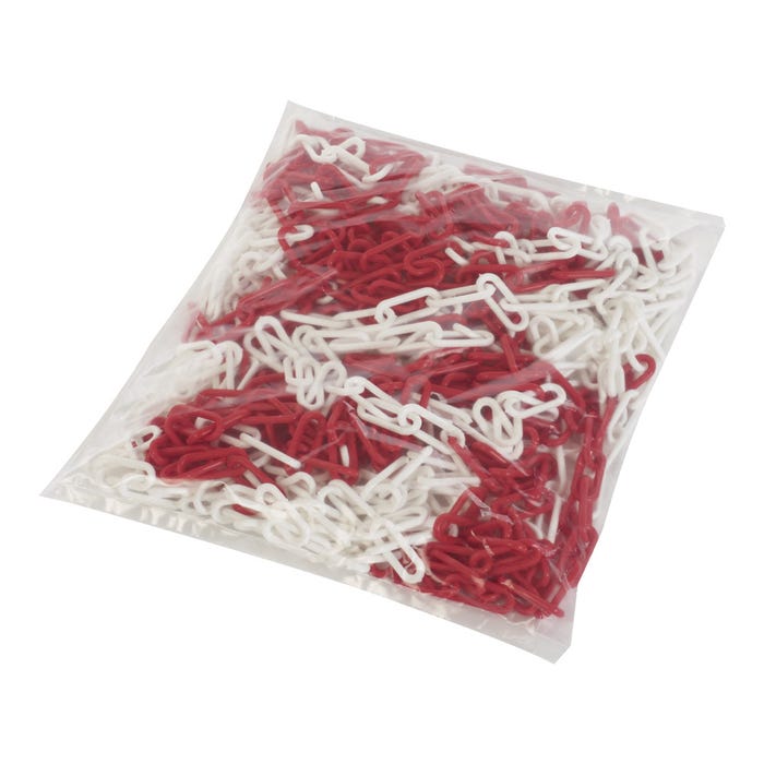 Chaîne Ø 10mm x 25m Rouge/Blanc en sac - Polyéthylène - 1105089