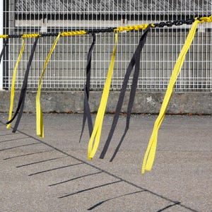 Barrière de chaîne 25m x Ø 8mm avec bandelettes doubles Jaune/Noir - 1360648