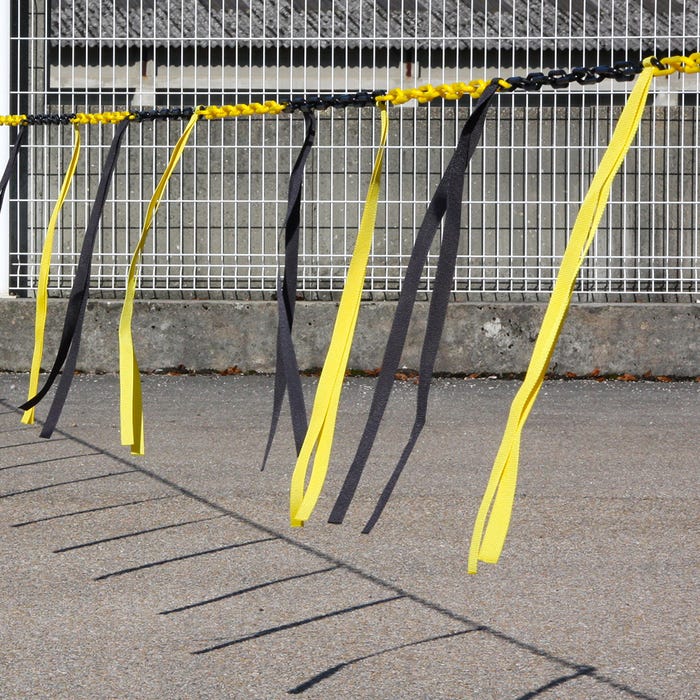 Barrière de chaîne 17,5m x Ø 6mm avec bandelettes doubles Jaune/Noir - 1360280