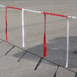 Barrière de chaîne 20m x Ø 8mm avec bandelettes doubles Rouge/Blanc - 1360655