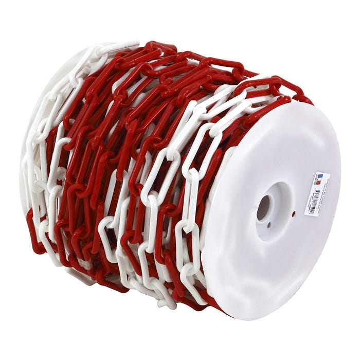 Chaîne Ø 6mm x 25m Rouge/Blanc en bobine - Polyamide - 1265035