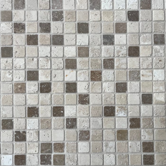 Mosaique travertin Light et Noce, 2,3x2,3 cm sur trame de 30,5x30,5 Epaisseur 1cm (vendu à la piéce)