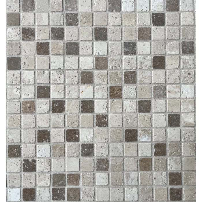 Mosaique travertin Light et Noce, 2,3x2,3 cm sur trame de 30,5x30,5 Epaisseur 1cm (vendu à la piéce)