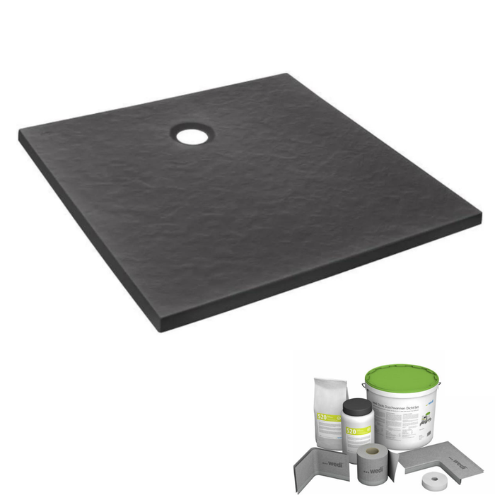 Pack receveur de douche 90 x 90 JACOB DELAFON Ipso carré gris anthracite + Kit d'étanchéité WEDI