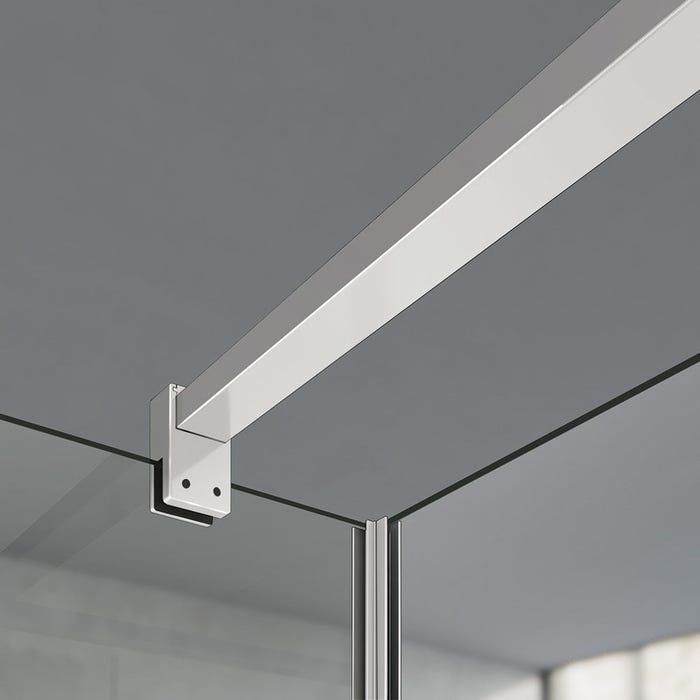 GRAND VERRE Barre de maintien 140cm en aluminium anodisé blanc mat pour verre 6-8mm