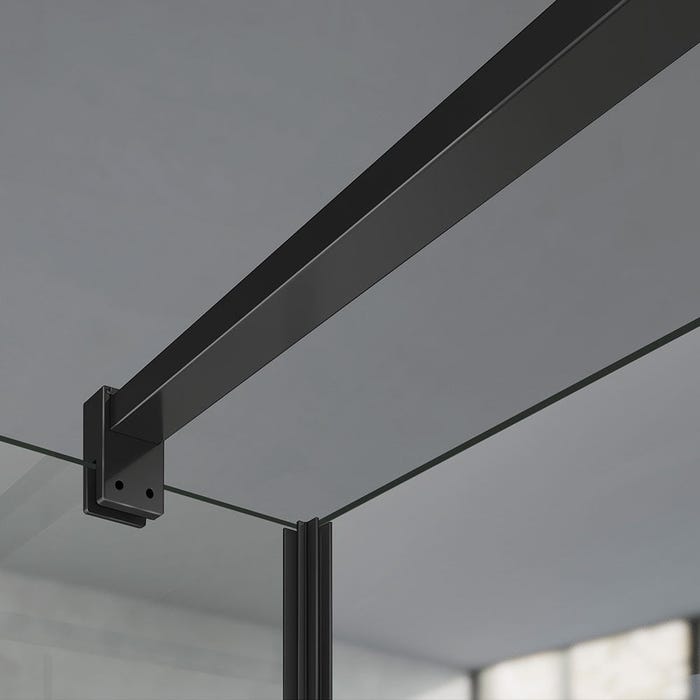 GRAND VERRE Barre de maintien 140cm en aluminium anodisé noir mat pour verre 6-8mm