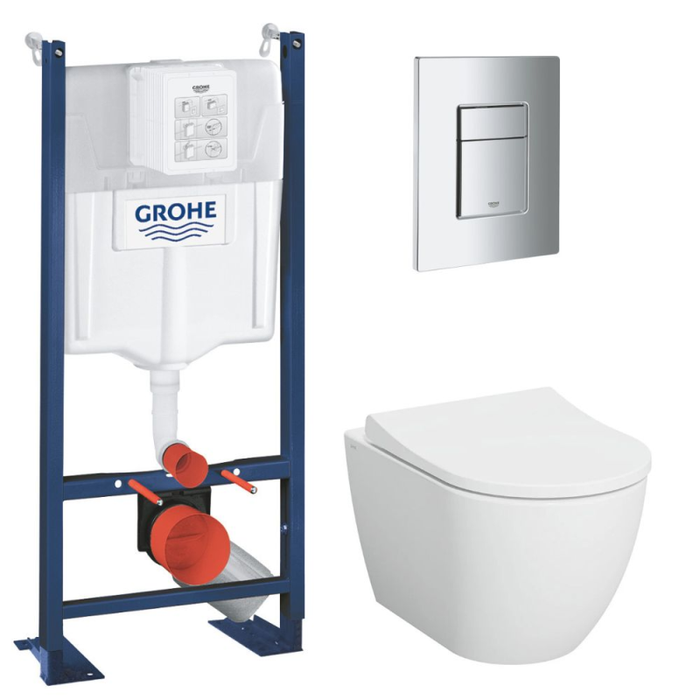 Grohe Pack bâti support+WC sans bride + Abattant avec frein de chute+Plaque de commande (ProjectS60-1)