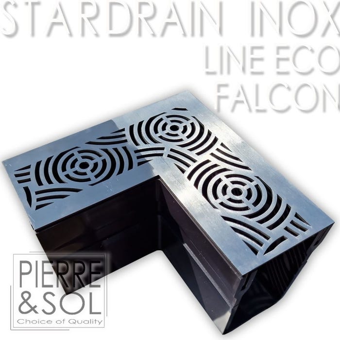 Caniveau étroit 6,5 cm Grille INOX Style - StarDrain - LINE ECO - Inox Falcon angle
