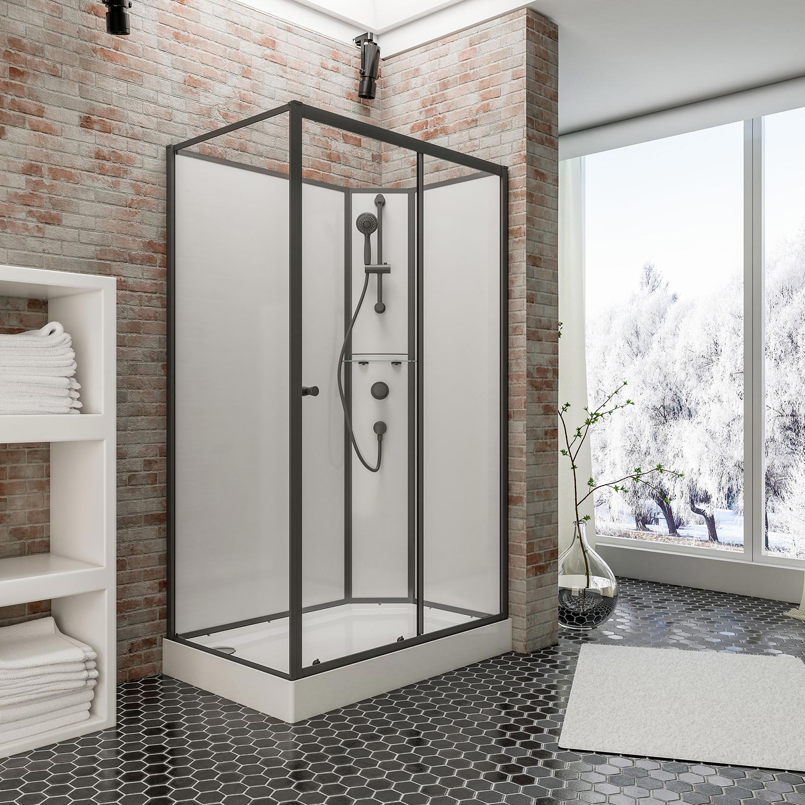 Cabine de douche : intégrale porte coulissante